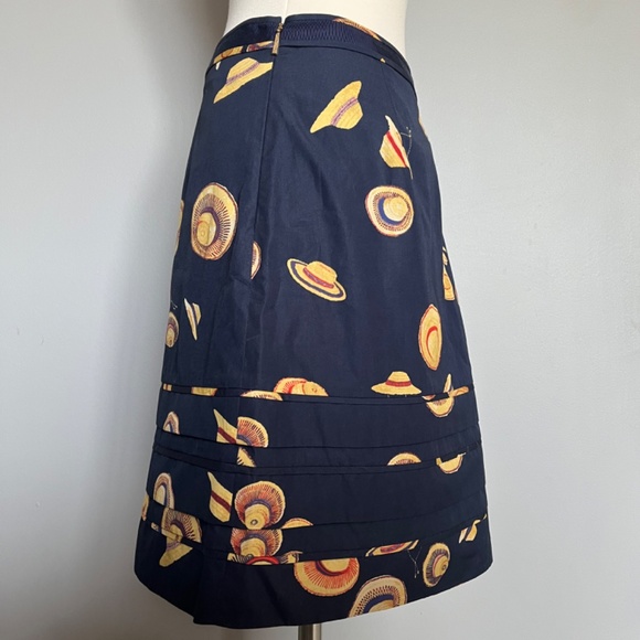 Tory Burch RARE Resortwear Straw Hats African print Cotton Navy Mini Skirt 6 - Picture 5 of 11